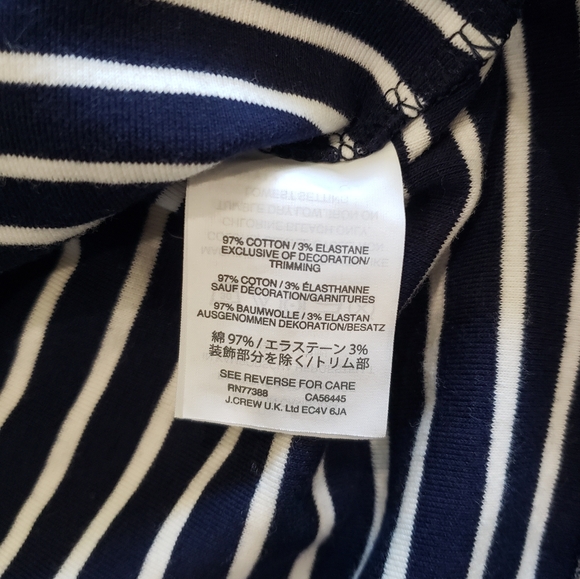 J. Crew Navy & White Striped Off the Shoulder Blouse Size Medium - Picture 4 of 9